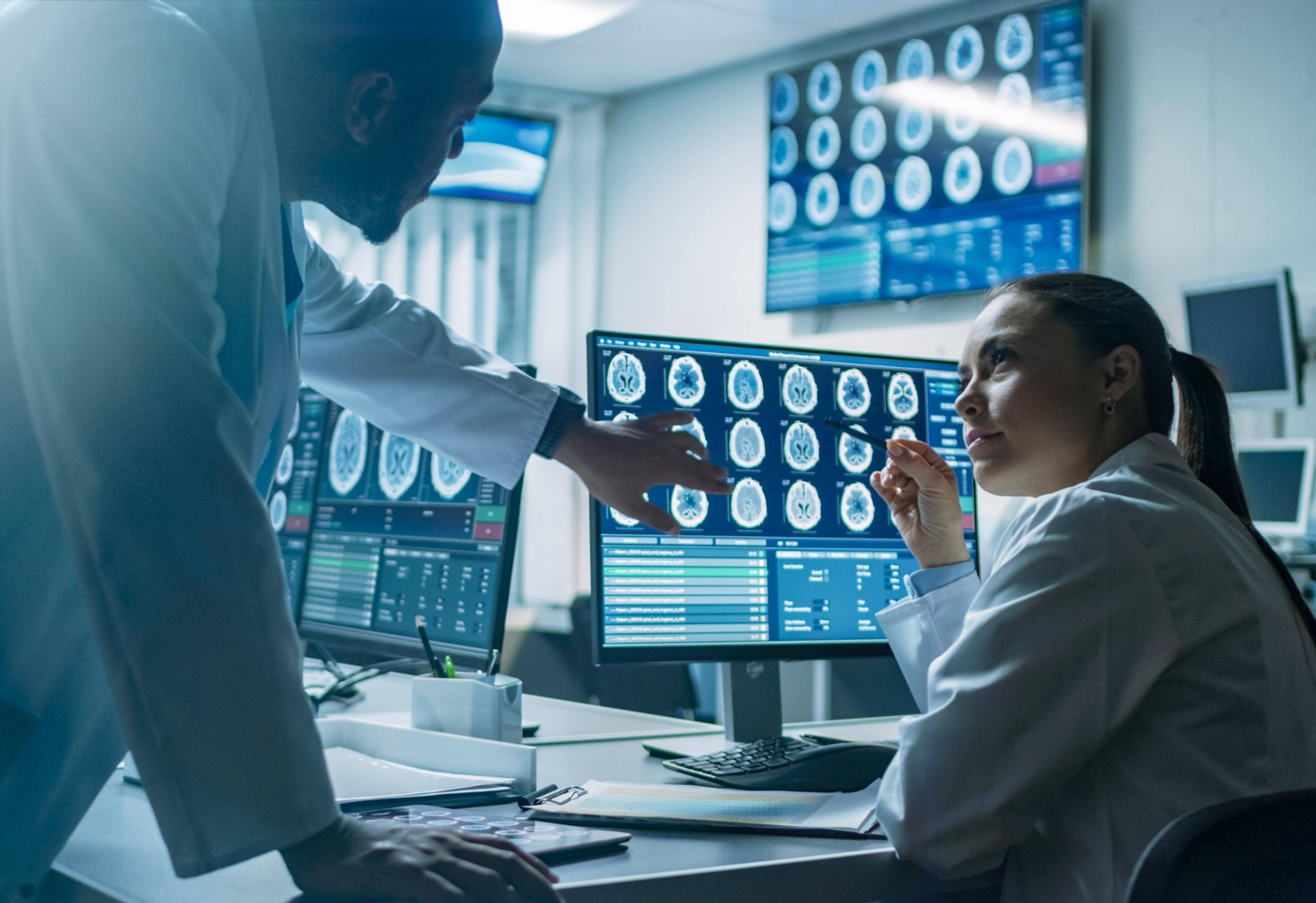 Radiologists in conversation at the practice
